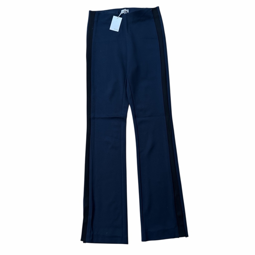Ecru NWT Midnight Blue Straight Leg Pants with Black Stripes